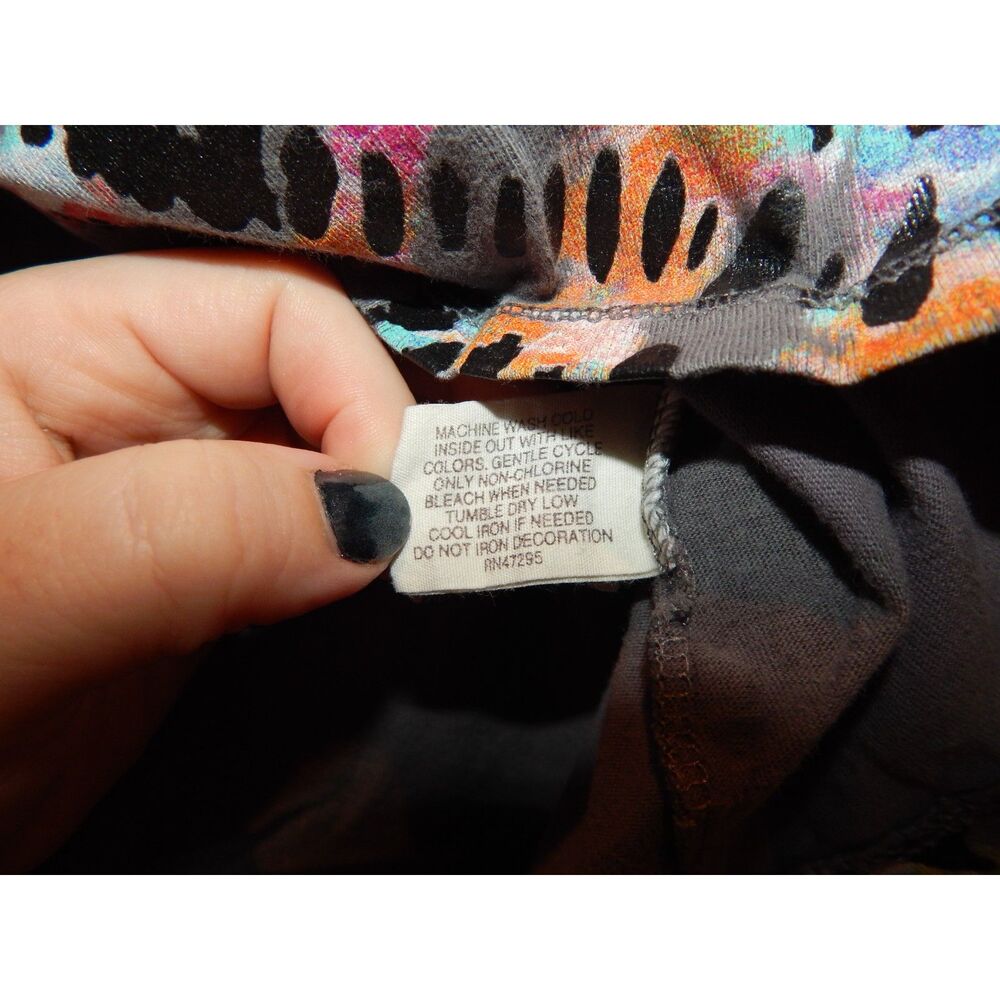 Mudd Girls 7/8 Charcoal Teal Peace Sign Hi‑Low Long Sleeve Top Vintage - Picture 5 of 11